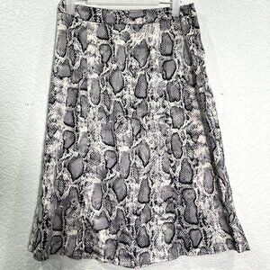 Sugar Lips Snakeskin Midi Skirt Women S Gray Black Animal Print A-Line Chic Edgy